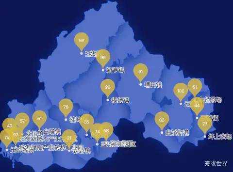 echarts揭阳市揭东区geoJson地图水滴状气泡图